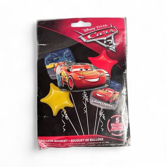 Disney Pixar Cars 3 Balloon Bouquet – Lightning McQueen Party Decor (5 Balloons) - Picture 2 of 10